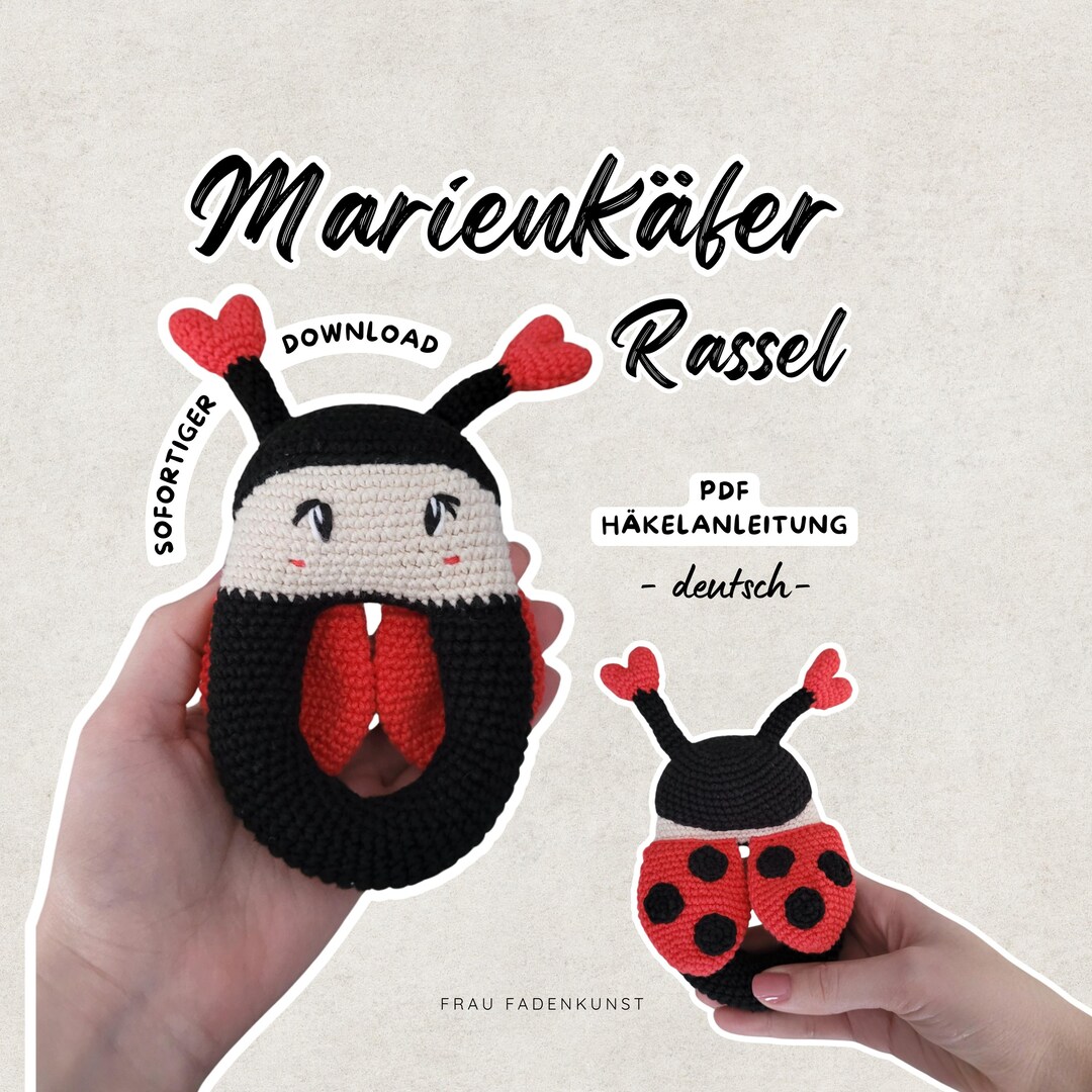 Ladybug Rattle Crochet Pattern Crochet Pattern in German: Crochet a Ladybug Rattle – Cute Amigurumi ...