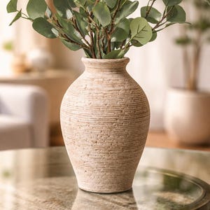 Retro Strukturkeramik Vase Vintage Bauernhaus Tisch Dekor