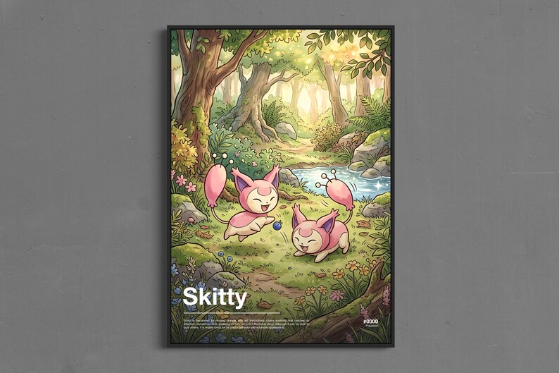 Skitty Poster, Pokemon Wall Art, Pokémon Gaming Room Poster, Gaming ...
