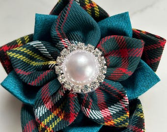 Hand Made Anderson Tartan 3D Flower Rosette Brooch