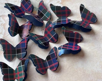 100 MacDonald Of Clanranald Tartan And Shinner Paper 3D Butterflies. Table Confetti, Burns Night, Wedding, Funeral, Birthday Etc.