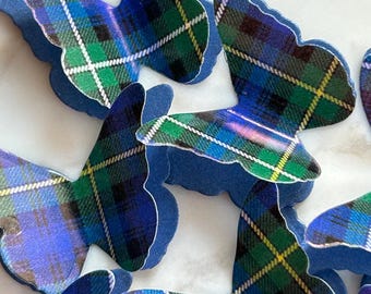 100 Campbell Tartan And Shimmer Paper 3D Butterflies. Wedding Table Confetti, Burns Night, Funeral.