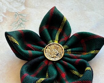 Hand Made MacLaren Tartan  Flower Rosette Brooch