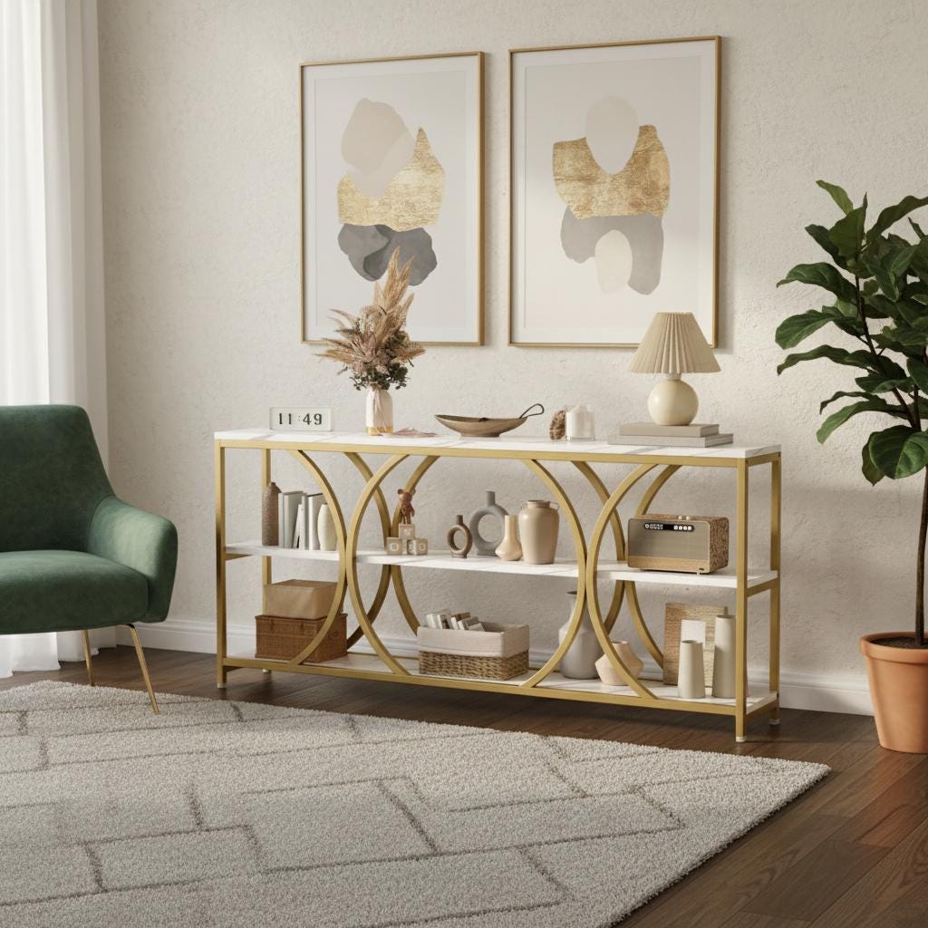 Extra Long 70.8 Inch Console Table: Modern 3-tier Entryway Storage ...