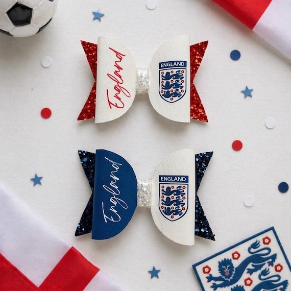 The England Fan Bow  | Handmade England Football Hair Clip | World Cup Glitter Bow | Cute Toddler & Girl Hair Accessory
