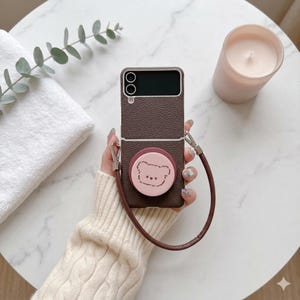 Cute Cartoon Magnetic Pop Socket Case for Samsung Galaxy Z Flip