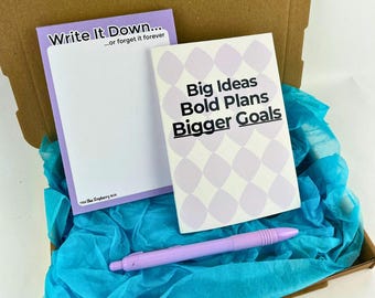 The Big Ideas Stationery Set - Notepad, Notebook and Pen - Stationery Gift for Her