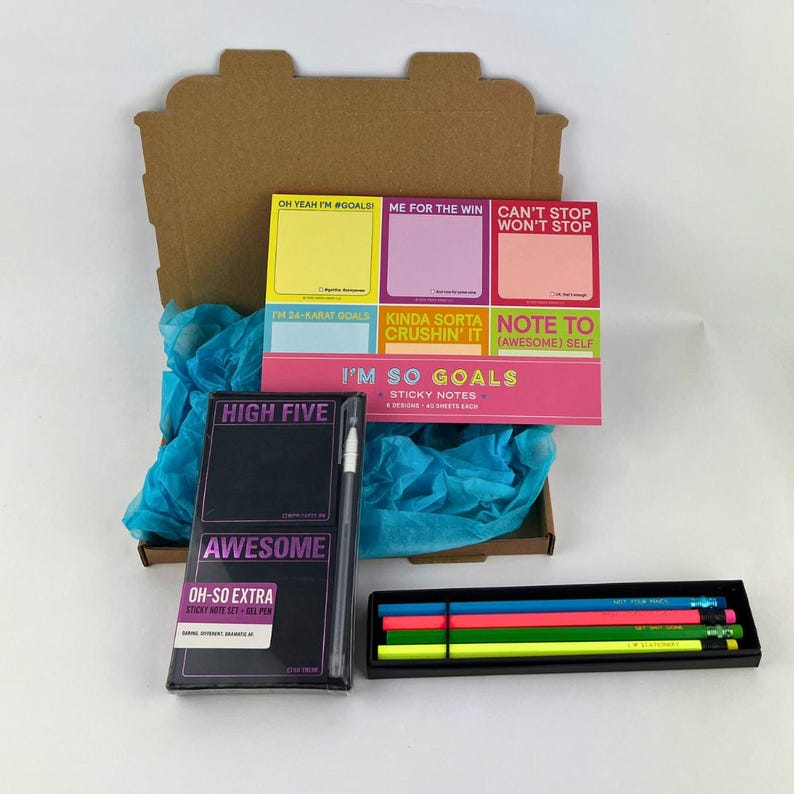 Unapologetic Stationery Set – Embossed Pencils, Sticky Notes, Gel Pen ...