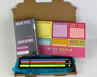 Unapologetic Stationery Set – Embossed Pencils, Sticky Notes, Gel Pen