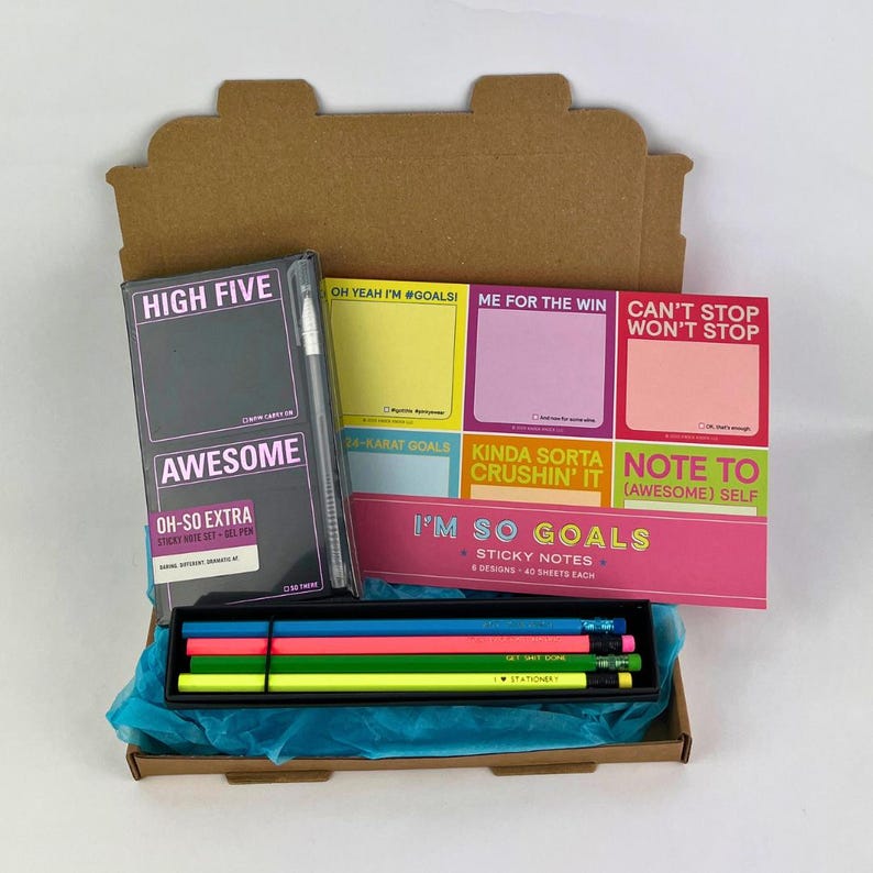 Unapologetic Stationery Set – Embossed Pencils, Sticky Notes, Gel Pen ...