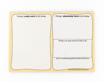 A5 Daily Priority Planner Pad | Yellow Desk Stationery | Tear Off Task Organiser | UK Printed