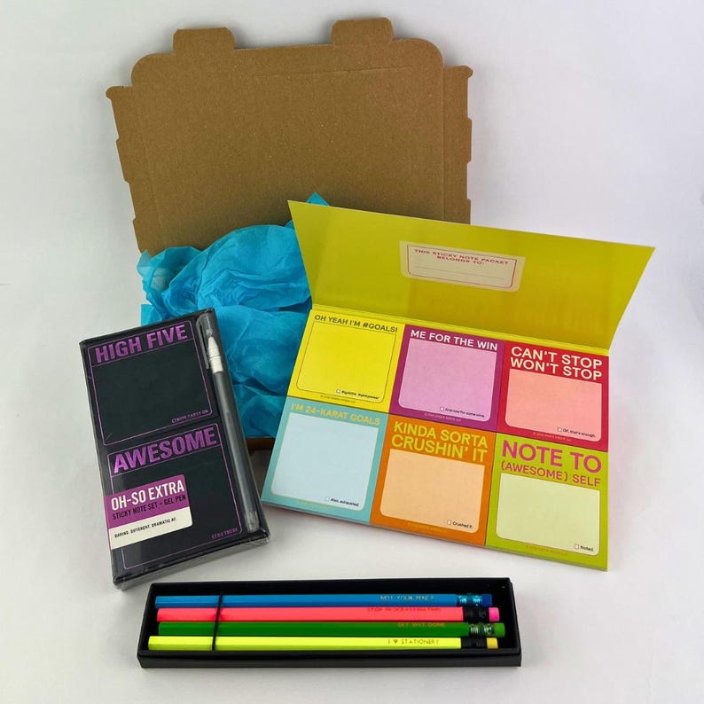 Unapologetic Stationery Set – Embossed Pencils, Sticky Notes, Gel Pen ...