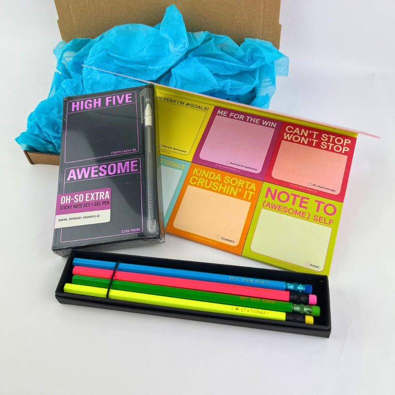 Unapologetic Stationery Set – Embossed Pencils, Sticky Notes, Gel Pen ...