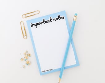 A6 Notepad Important Notes | Minimalist Blue Desk List Pad (50 Sheets)