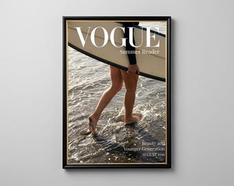 Vintage Coastal Vogue Beach Print | Editorial Surf Wall Art (Digital Download)