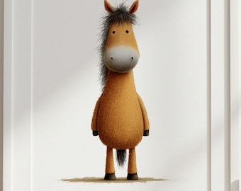 Horse Nursery Wall Art Print | Farm Animal Nursery Decor | Farmyard Nursery Decor | Neutral Baby Room Wall Art | Farm Nursery Decor