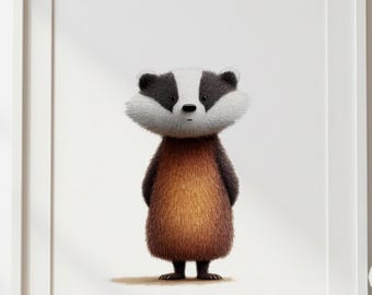 Woodland Badger Nursery Wall Art | Woodland Animal Nursery Print | Woodland Nursery Decor | Neutral Kids Room Wall Art