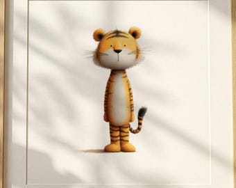 Tiger Nursery Wall Art, Jungle Animal Nursery Decor, Safari Nursery Print, Neutral Baby Room Wall Art, Kids Room Decor