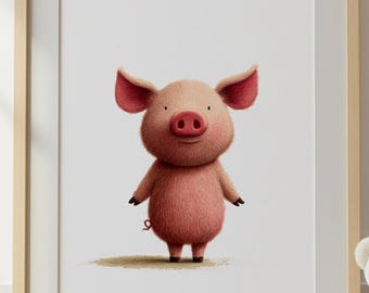 Pig Nursery Decor | Pig Wall Art | Farm Animal Nursery Print | Farm Nursery Decor | Farmyard Nursery Art | Kids Room Wall Art
