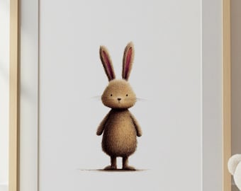 Woodland Rabbit Nursery Wall Art | Bunny Nursery Decor | Woodland Animal Nursery Print | Kids Room Wall Art