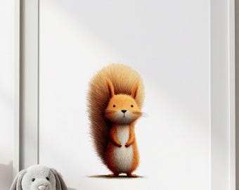 Woodland Squirrel Wall Art Print | Woodland Animal Nursery Decor | Squirrel Nursery Wall Art | Woodland Nursery Decor | Kids Room Wall Art