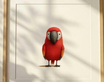 Parrot Nursery Wall Art, Jungle Bird Nursery Decor, Tropical Nursery Print, Neutral Baby Room Wall Art, Kids Room Decor