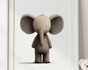 Elephant Nursery Wall Art | Safari Baby Room Decor | Neutral Modern Minimal Wall Decor | Baby Shower Gift