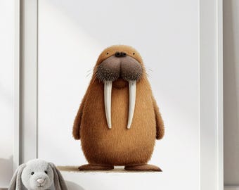 Walrus Nursery Wall Art | Polar Animal Nursery Decor | Arctic Nursery Art | Neutral Baby Room Wall Art | Kids Room Decor