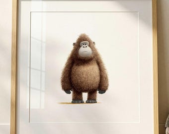 Gorilla Nursery Wall Art, Jungle Animal Nursery Decor, Animal Nursery Print, Neutral Baby Room Wall Art, Kids Room Decor