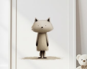 Arctic Fox Nursery Wall Art | Polar Animal Nursery Decor | Arctic Nursery Art | Neutral Baby Room Wall Art | Minimalist Kids Room Decor