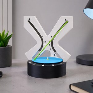 Hyperbola Clock | Mathematical Desk Clock | Kinetic Time Sculpture | STEM Gift | Modern Geometry Clock | 3D Printed Decor