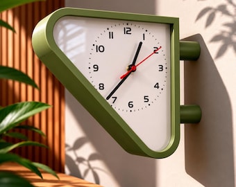 Reloj de estación de doble cara inspirado en Seiko de los años 70 / Reloj de pared retro / Decoración moderna de mediados de siglo / Reloj industrial impreso en 3D / Estilo vintage