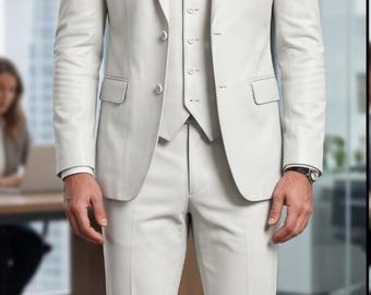 Leather Tuxedo Suit : Custom Fit Formal 3-Piece Set