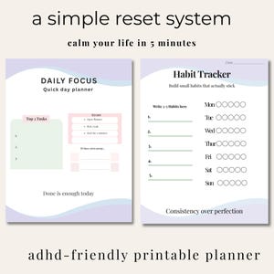 ADHD-planner afdrukbaar | ADHD-resetsysteem | Eenvoudige afdrukbare planner voor overweldigen | Dagplanner voor weinig energie | Planner voor uitvoerende functies, pdf afbeelding 4