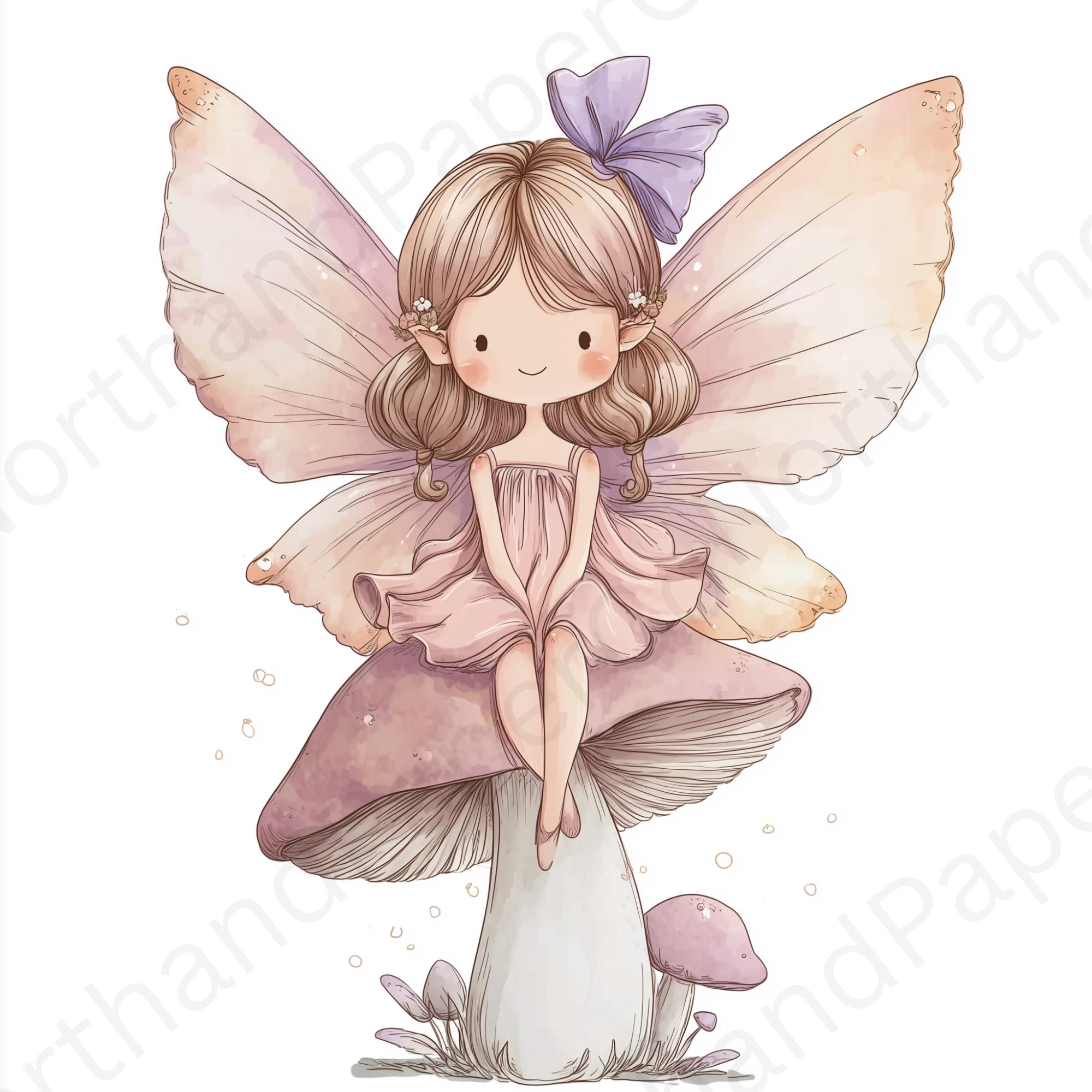 Pink Watercolor Fairy Clipart Bundle, Whimsical Magical Garden PNG ...