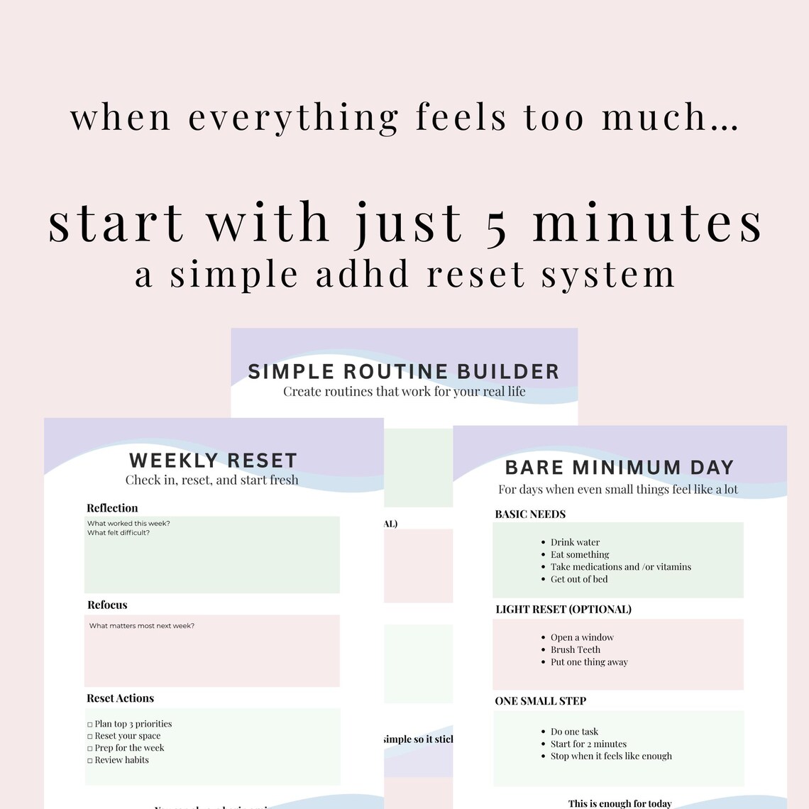 ADHD Planner Printable | ADHD Reset System | Simple Printable Planner ...