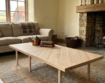 Handmade Pine Wood Foldable Picnic Table, Boho Wedding Decor, Seats 8-12