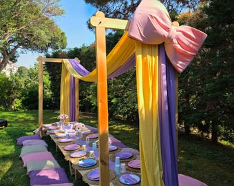 Handgemaakte grenen opvouwbare picknicktafel, boho-huwelijksdecor, stoelen 8-12