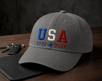 USA 1776 Embroidered Hat, Patriotic America Baseball Cap, Fourth of July Hat, Independence Day Gift, USA Flag Cap