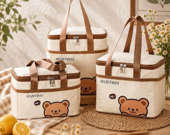 Cute Insulated Lunch Bag for Women & Students | Thermal Lunch Box Tote | Large Capacity Waterproof Cooler Bag | Reusable Picnic Lunch Bag
