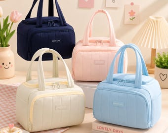 Quilted Insulated Leakproof Insulated Lunch Box Large Capacity Travel Lunchbox Lunch Tote Bags for Work Travel Beach Picnic, Work Lunch Bag
