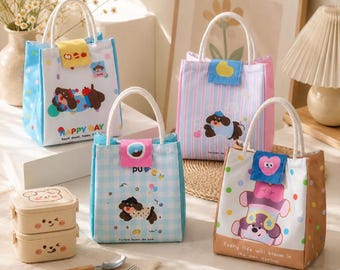 Cute Insulated Lunch Bag for Women Students | Portable Bento Box Tote | Large Capacity Thermal Lunch Bag | Reusable Aluminum Foil Cooler Bag