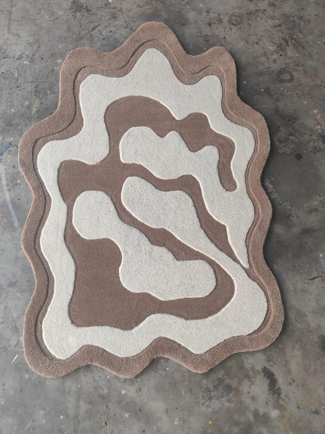 Modern Abstract Tufted Rug, Organic Shape Area Rug, Neutral Minimalis ...