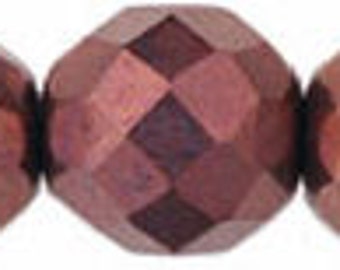 Dark Bronze Firepolish Czech Glass Beads - 12mm