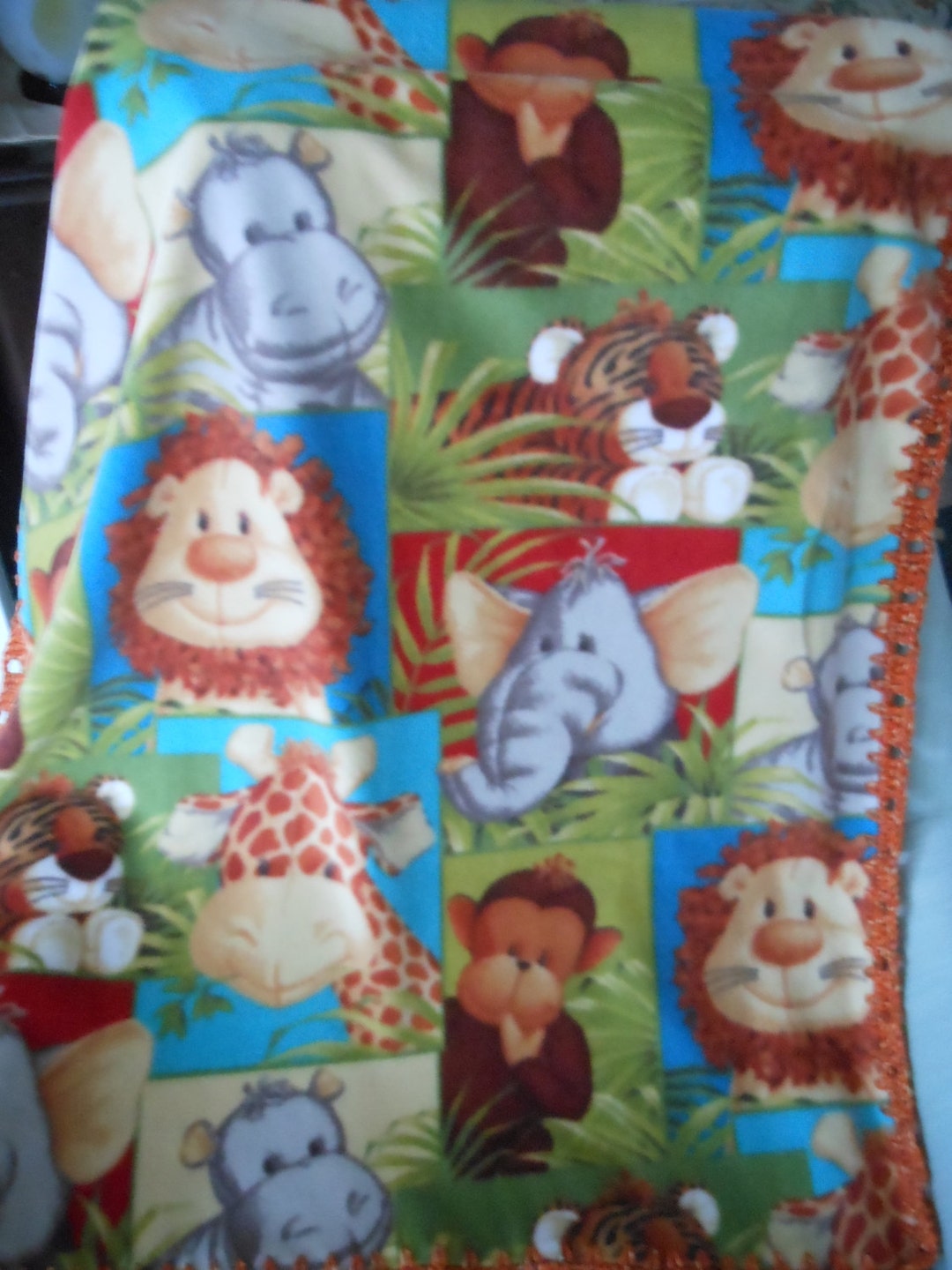 Jungle Animals Fleece Baby Blanket Etsy