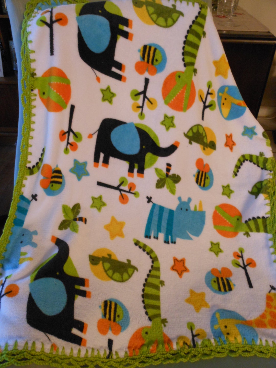 Jungle Animals Fleece Baby Blanket Etsy