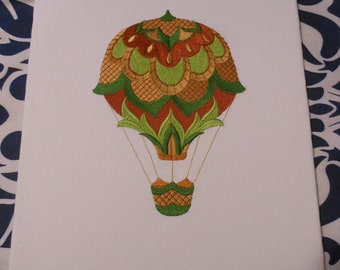 Hot Air Balloon Embroidery Wall Hanging Art