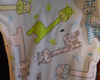 Giraffes Fleece Baby Blanket /Crochet edge