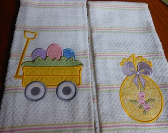 Easter Eggs Kitchen Towels Set Applique