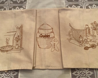 Set of 3  Baking Themed Flour Sack Kitchen Towels